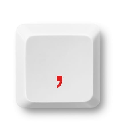 Comma symbol on a white computer key isolated on white. Key’s clipping path included. The red color of the character can be easily modified in photoshop by moving the Hue/Saturation slider without affecting the rest of the image.

This is a part of a large [url=http://www.istockphoto.com/search/lightbox/16436634/#116edfa9]computer key type collection[/url] including letters, numbers, various symbols, emoticons etc.