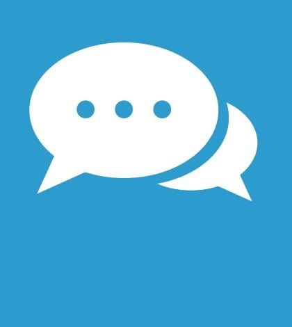 chat icon, isolated, white on the blue background. Exclusive Symbols