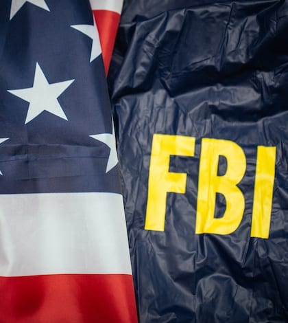 FBI sign on a jacket,American flag...macro