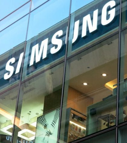 Bangkok, Thailand – April 27, 2014: Exterior view of a Samsung shop in the Siam Square area of Bangkok, Thailand. The picture is taken from the sidewalk.