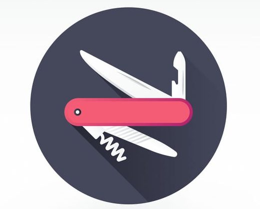 Flat style with long shadows, army knife vector icon