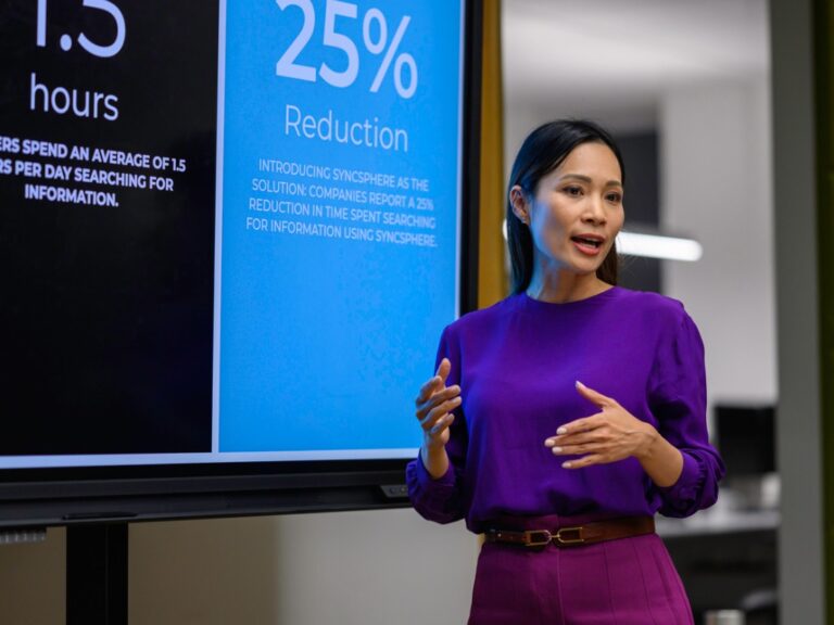businesswoman-giving-presentation Using Strategic Pauses for Inclusion, Collaboration, and Innovation