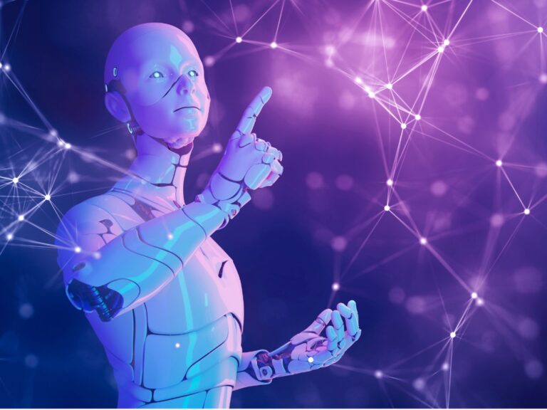 artificial-intelligence-3d-robot-hand-finger-pointing-in-futuristic-cyber-space-metaverse AI Experts Gather to Brainstorm Humanity’s Future