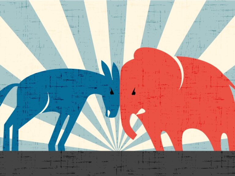 democratic-donkey-and-republican-elephant-butting-heads-vector-illustration democratic-donkey-and-republican-elephant-butting-heads-vector-illustration