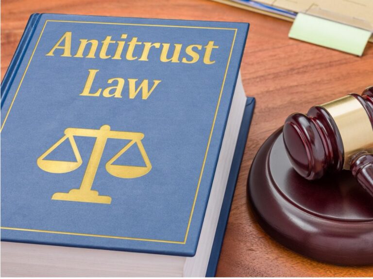 antitrust law book with gavel