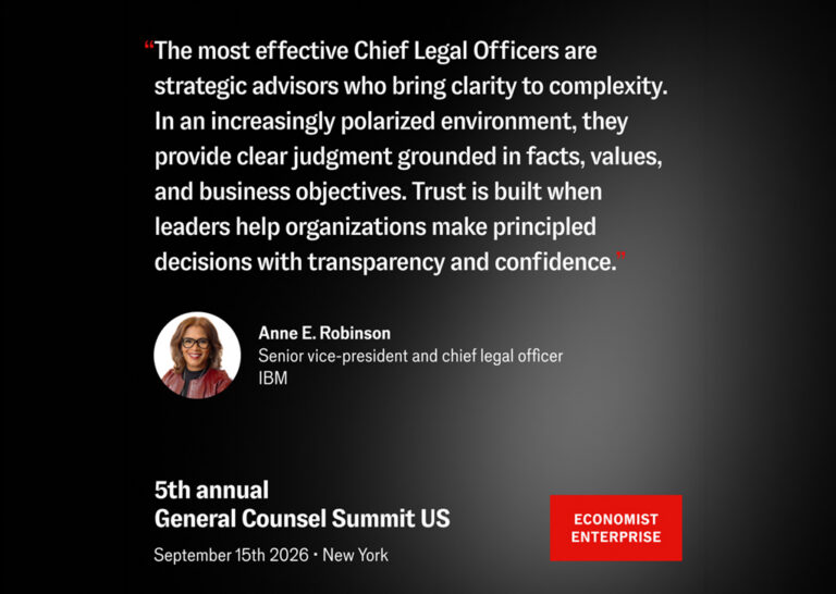 Economist Enterprise GC Summit Will Address the Future of Legal Leadership Amid Uncertain Times