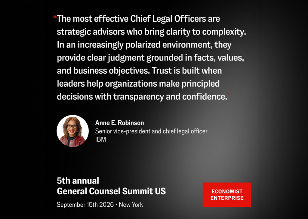 Economist Enterprise GC Summit Will Address the Future of Legal Leadership Amid Uncertain Times